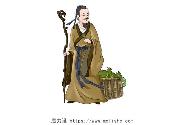 水墨古风人物中医古风中国风医师节古人原创插画人物素材